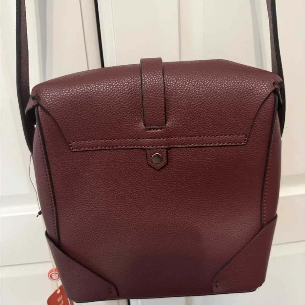 Sondra Roberts Squared‎ Deep Burgundy Squared Crossbody Bag, NWT